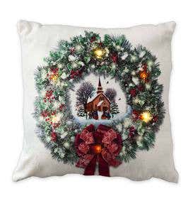 Lighted Holiday Throw Pillow