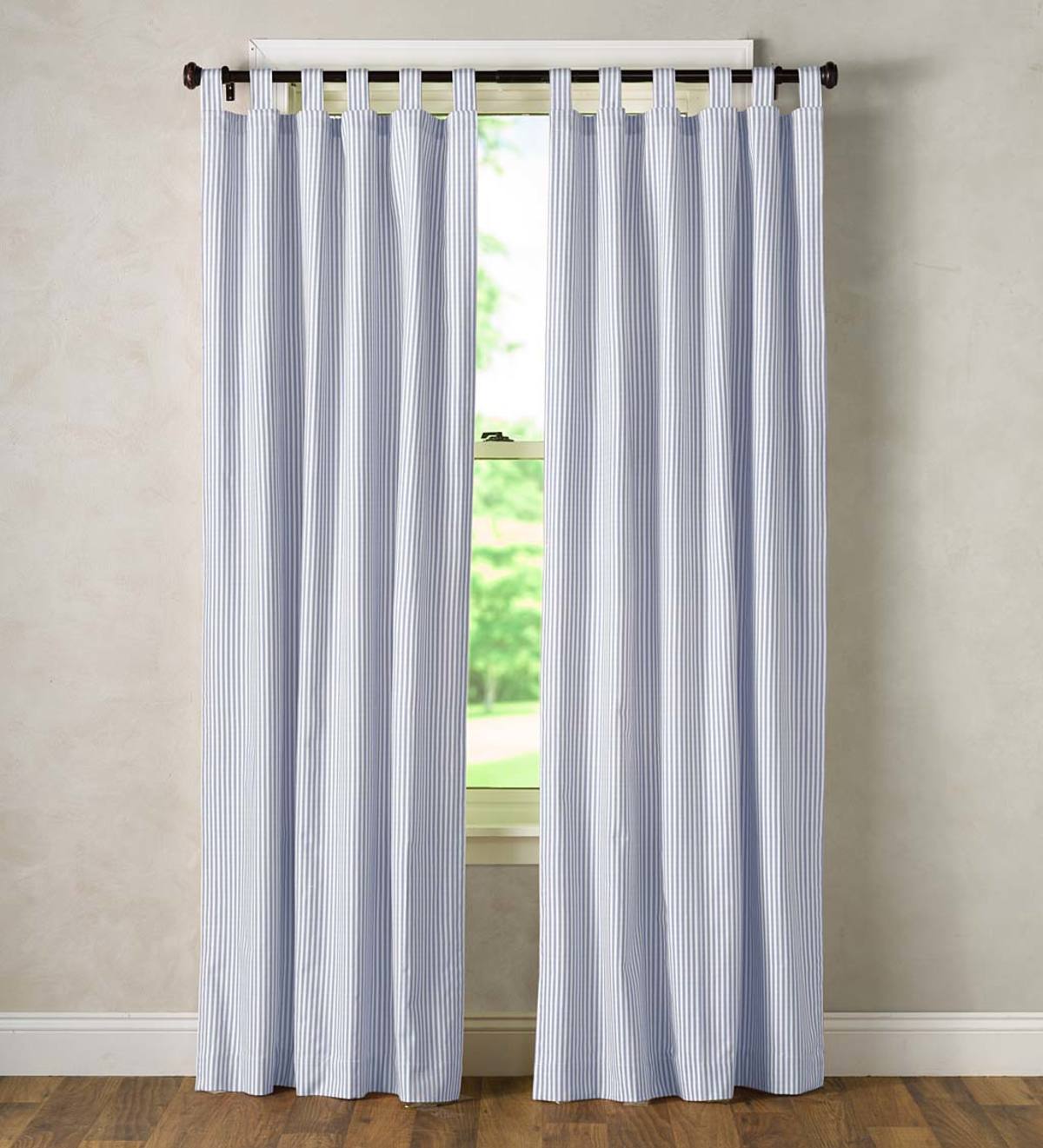 Thermalogic Insulated Ticking Stripe Tab Top Curtain Pair, 95"L