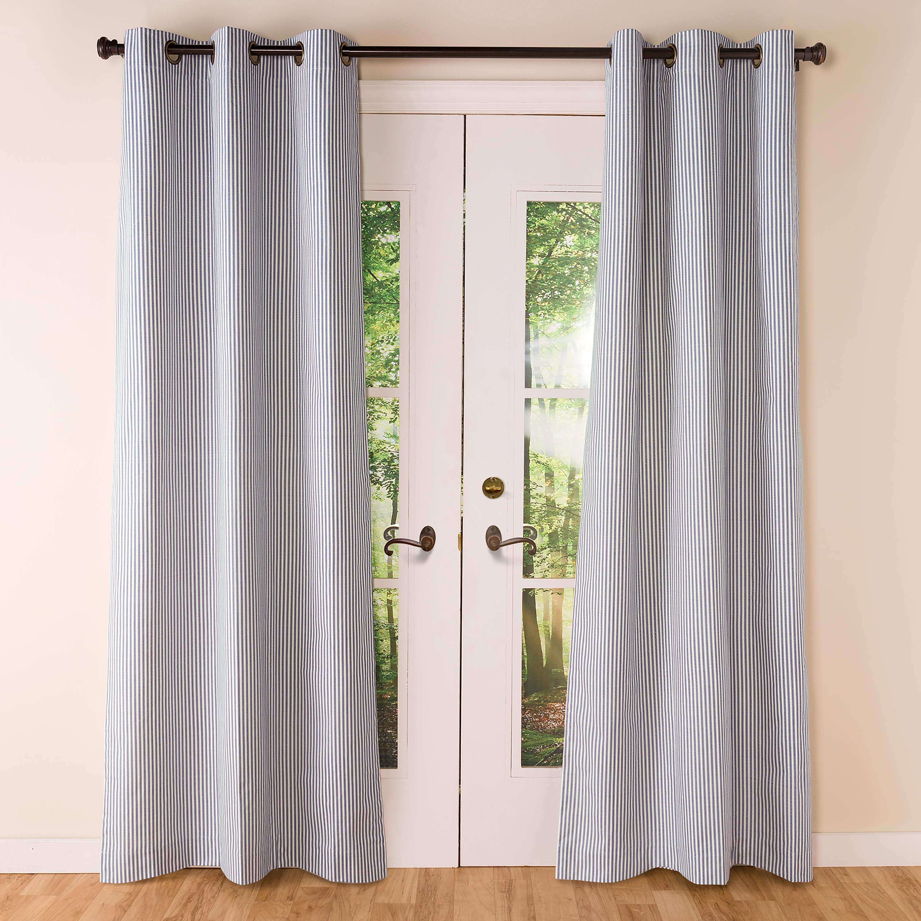 Thermalogic Insulated Ticking Stripe Grommet Top Curtain Pair, 54"L