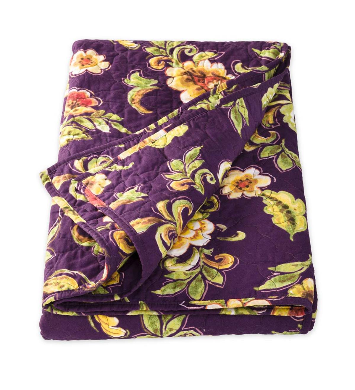 Delilah Floral Reversible Cotton Quilted Throw
