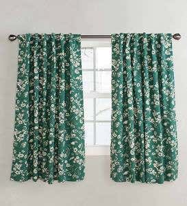 Insulated Floral Damask Short Panel with Rod Pocket, 42"W x 45"L - Evergreen