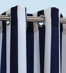 Coastal Stripe Outdoor Curtain Panel with Grommets
