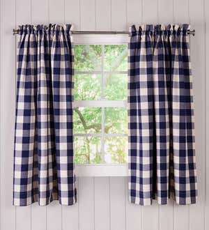 Buffalo Check Rod-Pocket Cotton Curtain Pairs