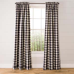 Buffalo Check Rod-Pocket Cotton Curtains, 96"L Pair