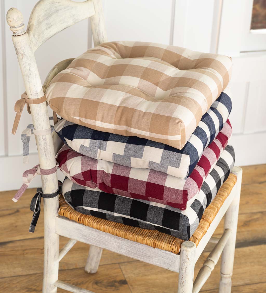 Madison Plaid Chair Pad Cushion Set of 2