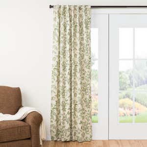 Botanical Toile Insulated Double-Lined Cotton Curtain Panel with Rod Pocket