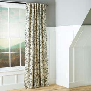 Botanical Toile Insulated Double-Lined Cotton Curtain Panel with Rod Pocket