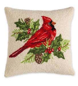 Cardinal with Holly Throw Pillow
