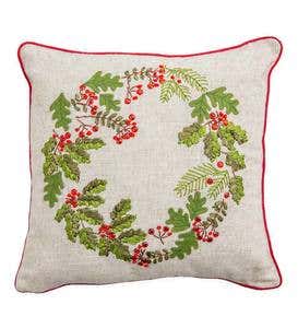 Lighted Embroidered Holiday Throw Pillows