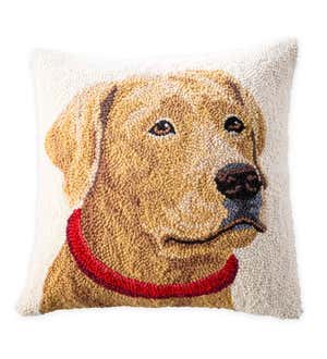 Hand-Hooked Wool Labrador Retriever Throw Pillow