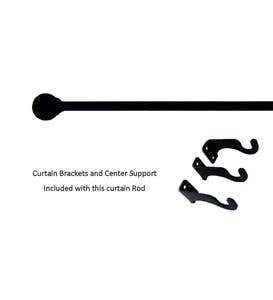 Adjustable Wrought Iron Curtain Rod with Brackets, 61"-112"