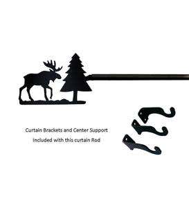 Adjustable Wrought Iron Curtain Rod with Brackets, 61"-112"