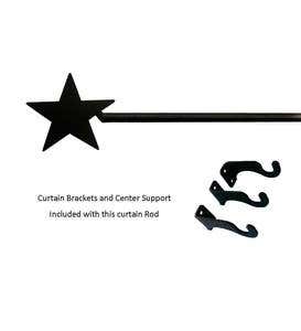 Adjustable Wrought Iron Curtain Rod with Brackets, 61"-112"