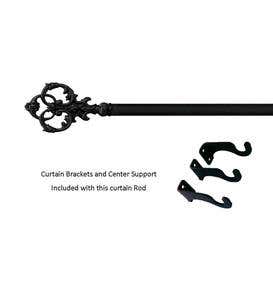 Adjustable Wrought Iron Curtain Rod with Brackets, 30"-60"