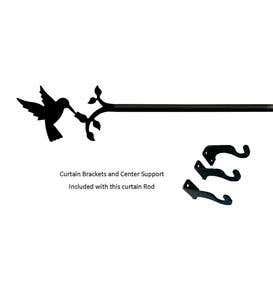 Adjustable Wrought Iron Curtain Rod with Brackets, 61"-112"