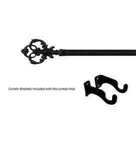 Adjustable Wrought Iron Curtain Rod with Brackets, 21"-35"