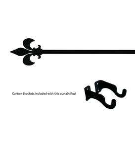 Adjustable Wrought Iron Curtain Rod with Brackets, 21"-35"