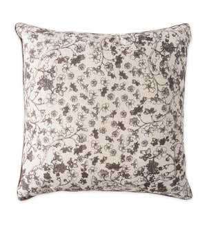 Embroidered Rare Botanical Illustration Floral Throw Pillow