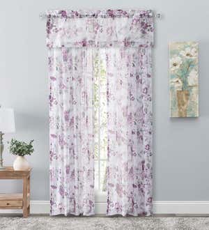 Whimsical Sheer Rod Pocket Panel Curtains and Valance