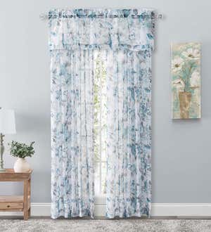 Whimsical Sheer Rod Pocket Panel Curtains and Valance