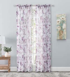 Whimsical Sheer Rod Pocket Panel Curtains and Valance