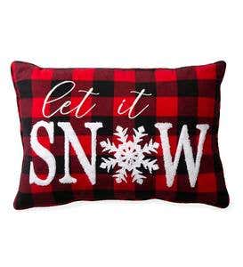 Lighted Holiday Saying Buffalo Plaid Throw Pillow