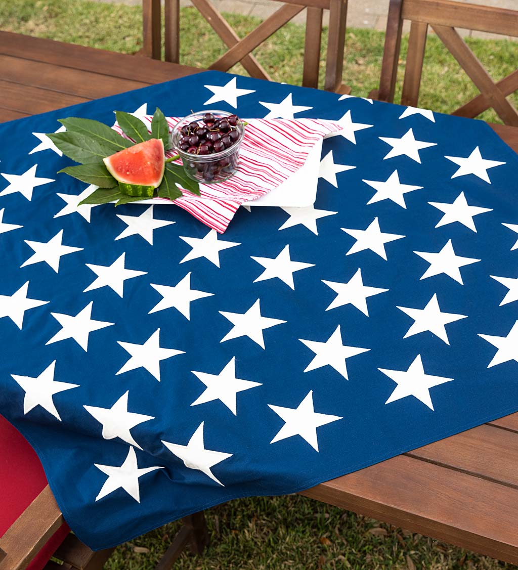 Classic Blue and White Stars Patriotic Table Throw