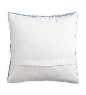 Falling Snowflakes Hand-Hooked Wool Throw Pillow