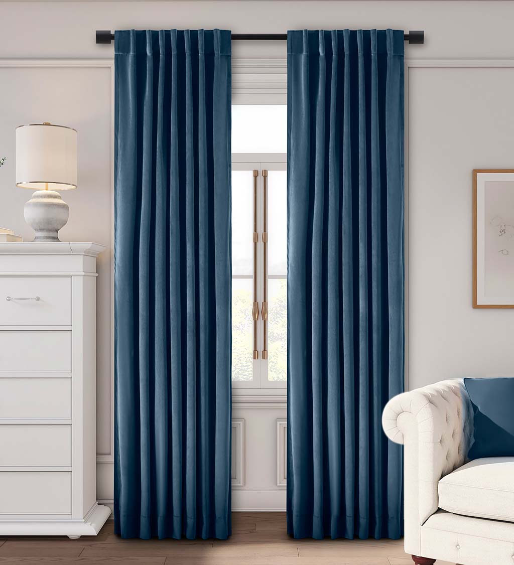 Velvet Curtains, 96L - Blue