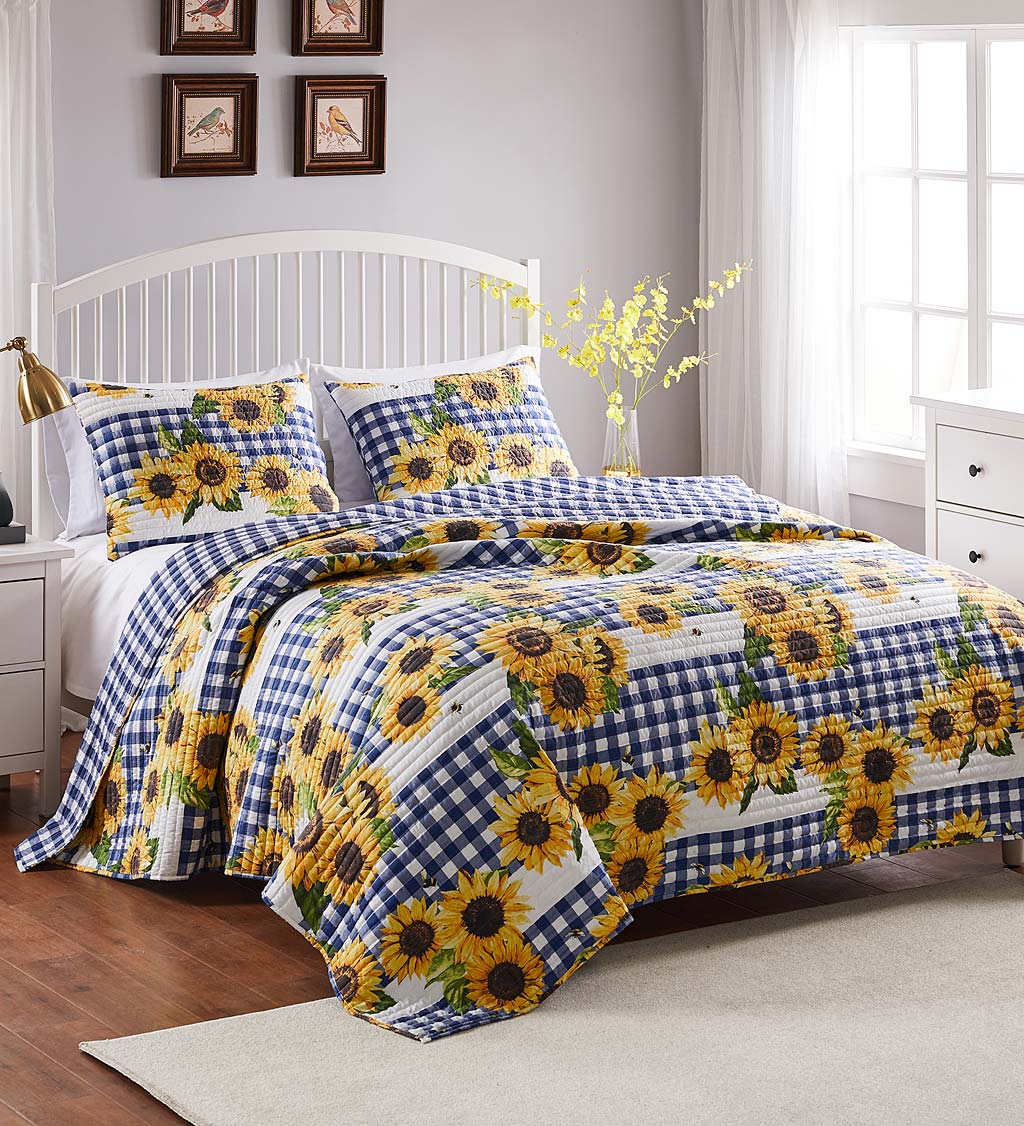 Sunflower Fields Quilted Bedding Set,