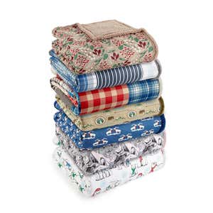 Reversible Patterned Micro Flannel® Sherpa Blanket