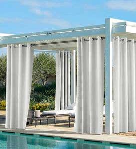 Coastal Solid Outdoor Curtain Panel with Grommets, 50"W x 108"L