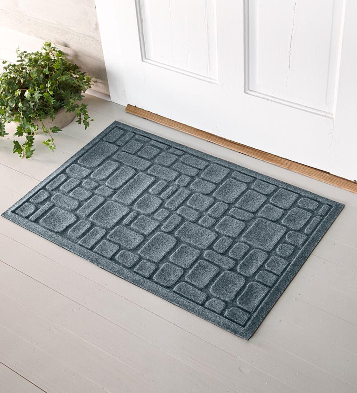 22-1/2”W x 35-1/4”L USA-Made Medium Stone Path Waterhog™ Doormat - Blue