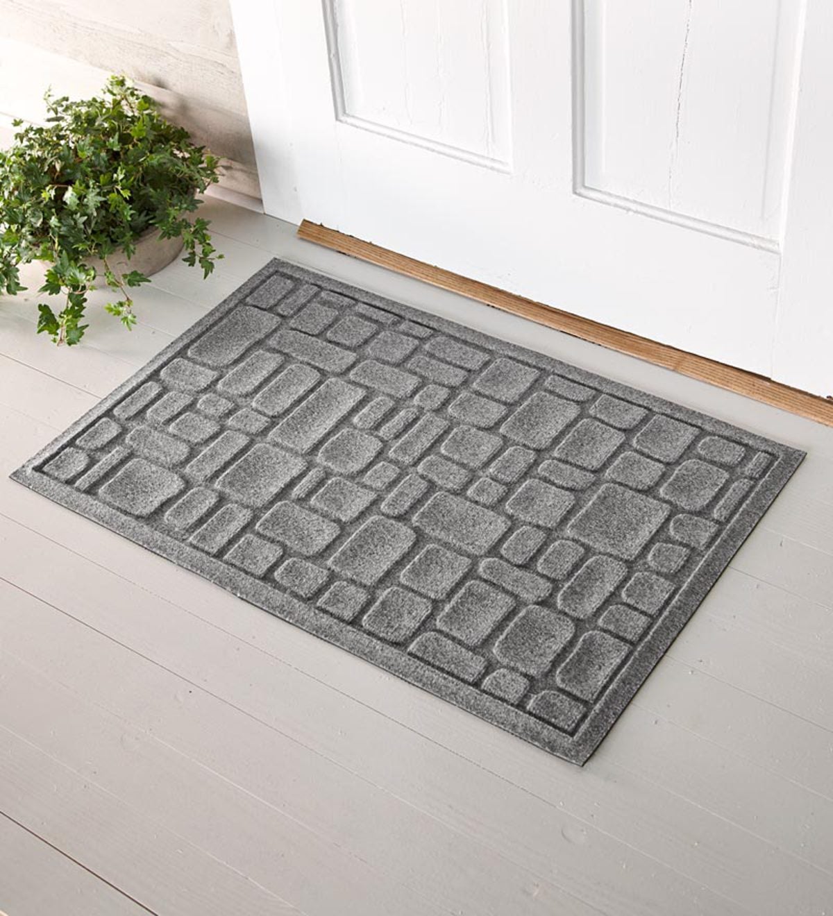 22-1/2”W x 35-1/4”L USA-Made Medium Stone Path Waterhog™ Doormat - Gray