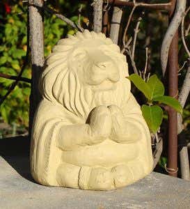 USA-Made Cast Stone Meditating Lion