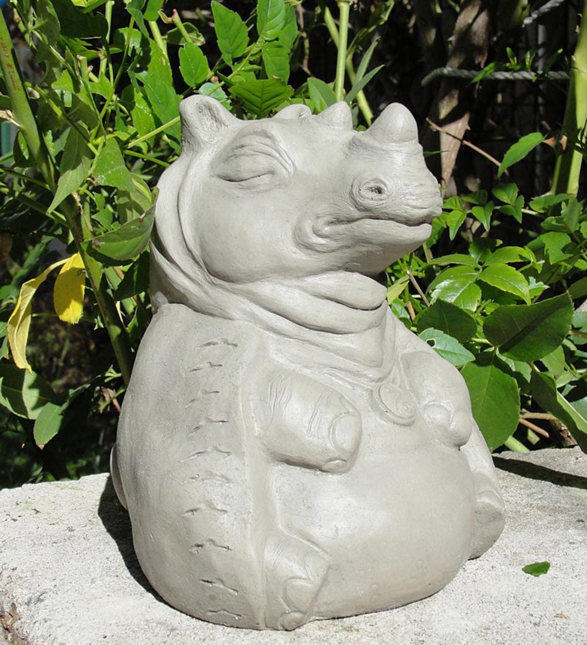 USA-Made Cast Stone Meditating Rhino - Classic