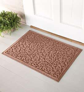 34”W x 51-1/2”L Large Leaves Waterhog Doormat - Medium Brown