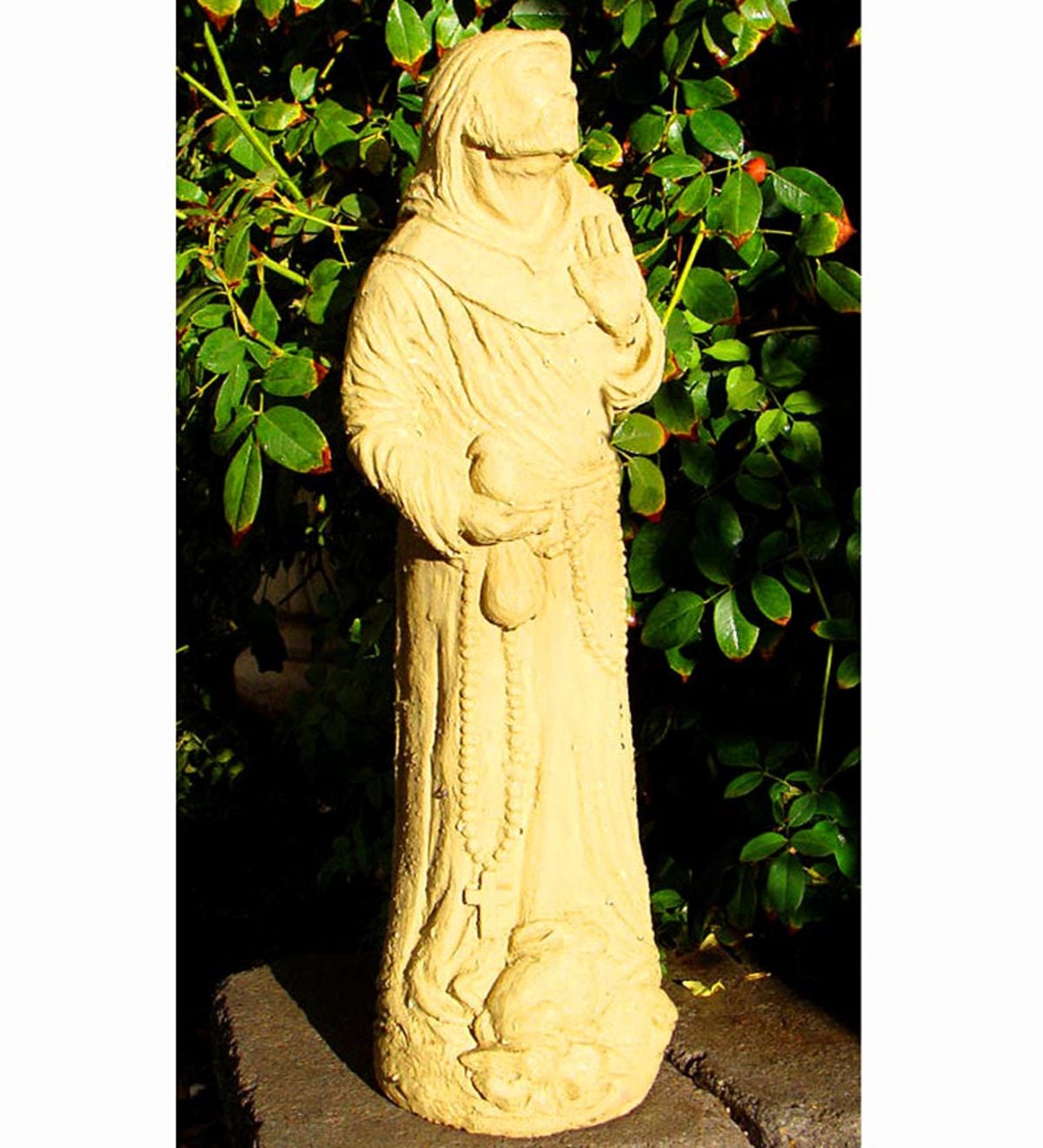 USA-Made Cast Stone Hooded St. Francis Garden Statue