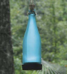 Metal Bottle Tree and 10 Solar Bottles - Red