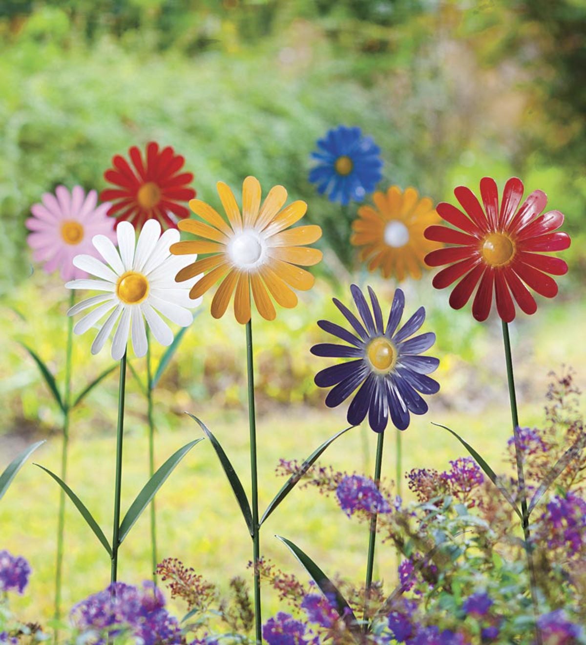 Colorful Daisy Garden Spinners, Set of 2