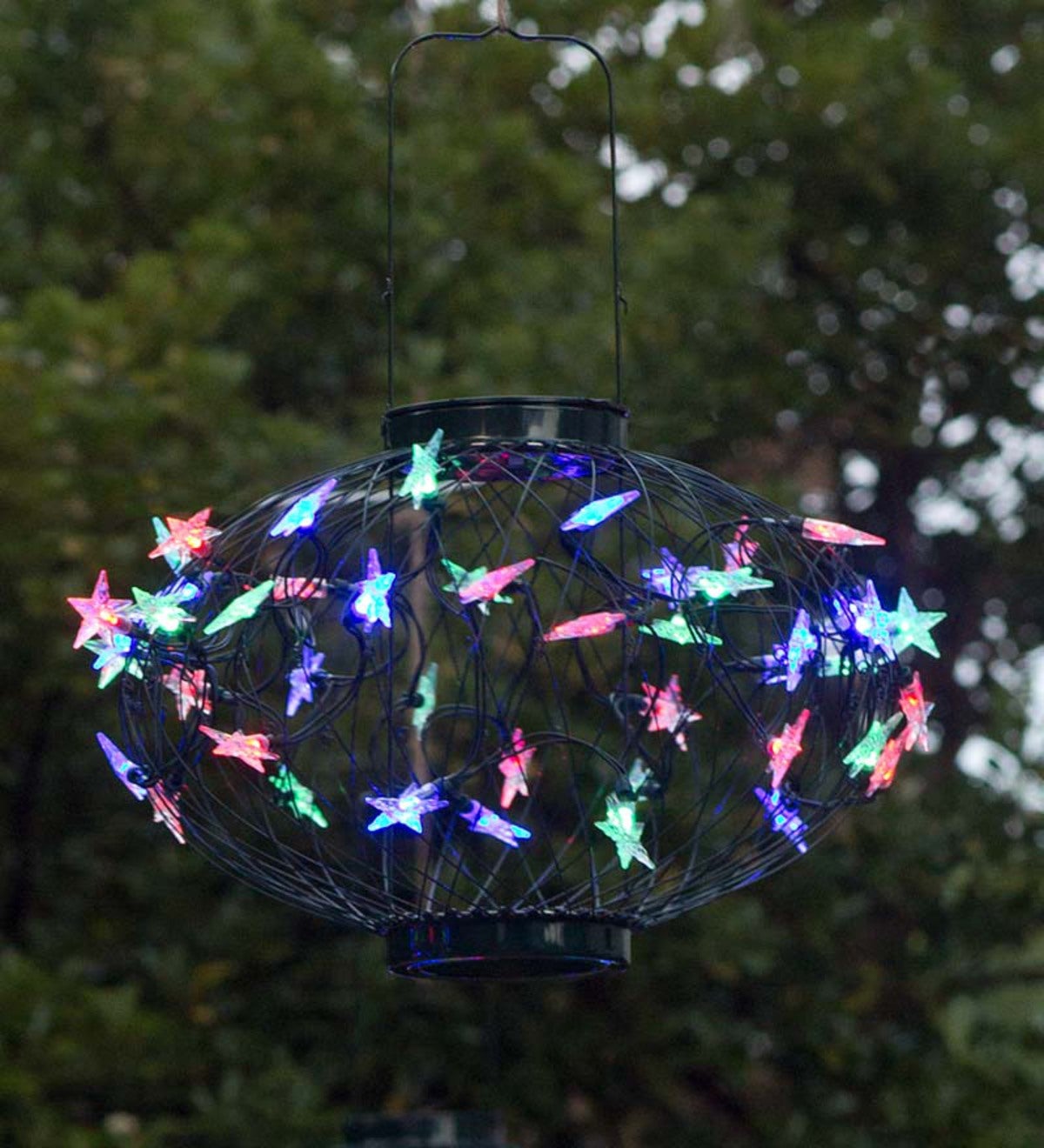 Small Solar Star Lantern With Green Frame/Multicolored Lights