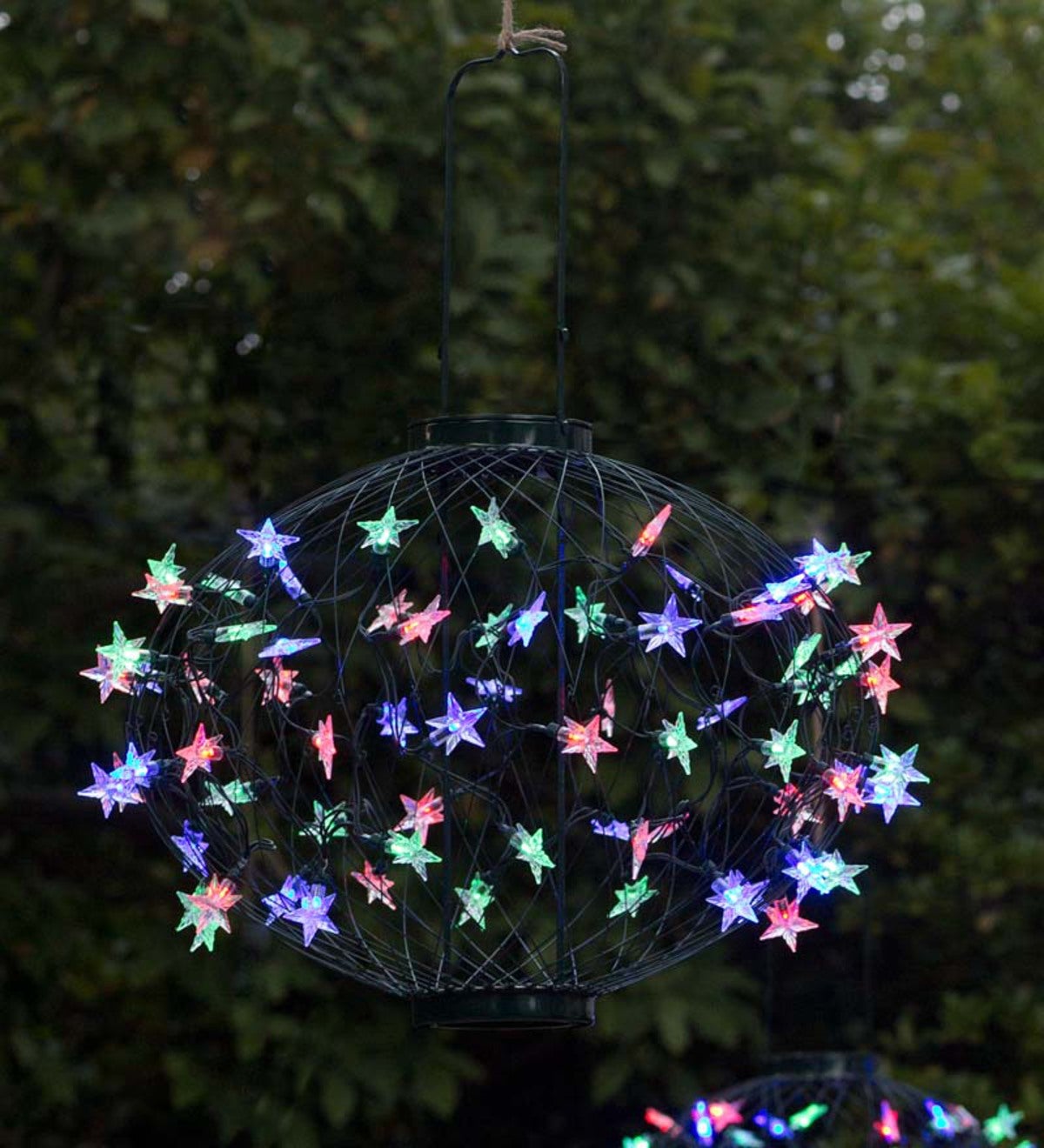 Large Solar Star Lantern With Green Frame/Multicolored Lights