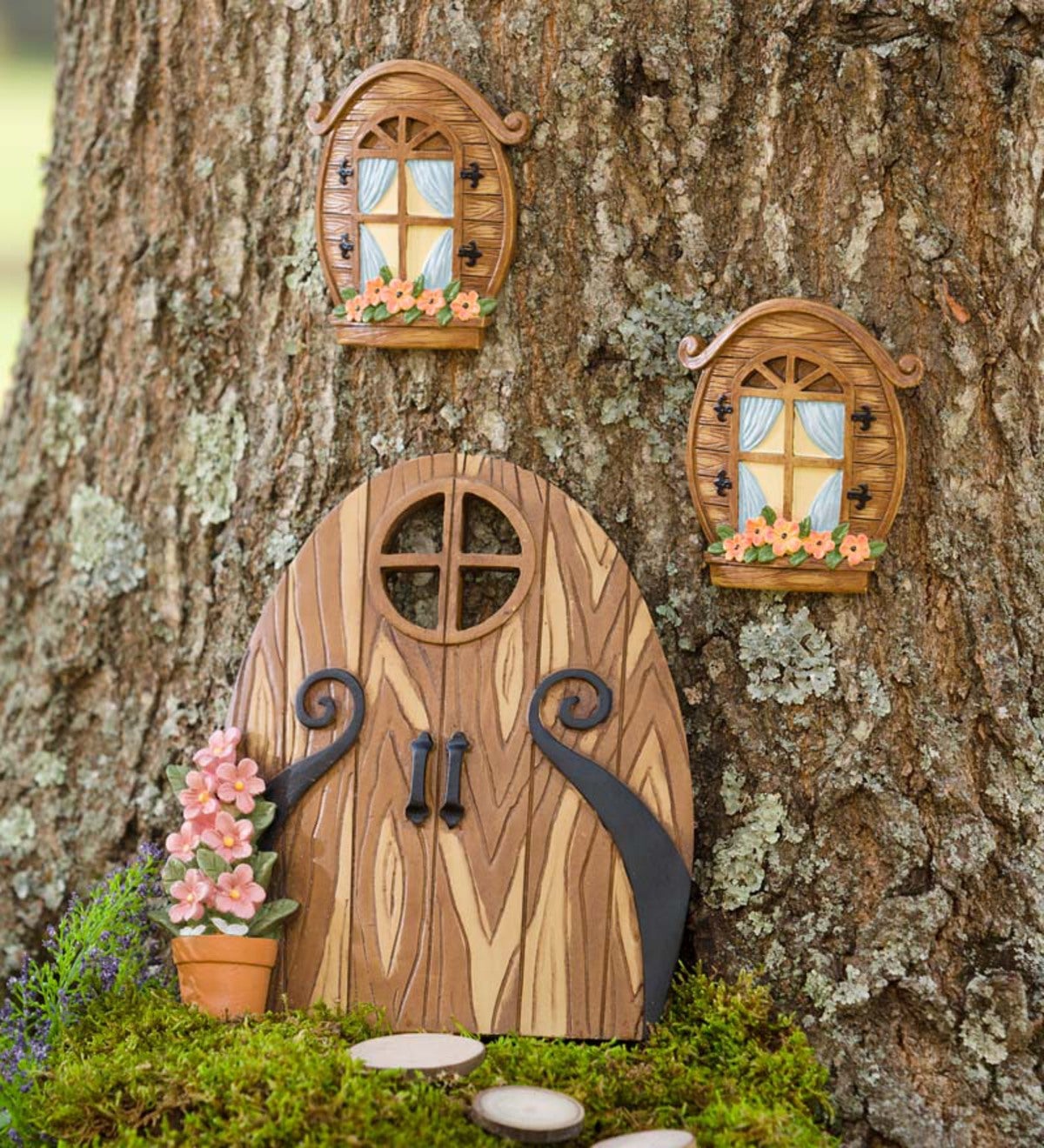 Miniature Fairy Garden Double Door Tree Accent