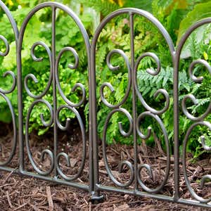 Iron Fence Wrought Iron Edging with Ground Stakes and Gunmetal Finish ...