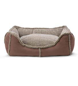 Medium Faux Suede And Berber Rectangular Dog Bed