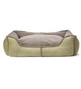 Small Faux Suede And Berber Rectangular Dog Bed