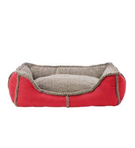 Extra-Large Faux Suede And Berber Rectangular Dog Bed