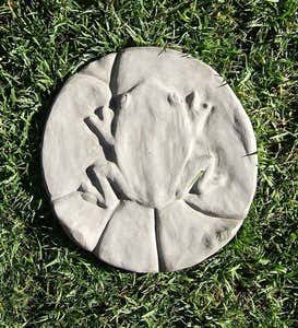 USA-Made Cast Stone Frog on Lily Pad Stepping Stone