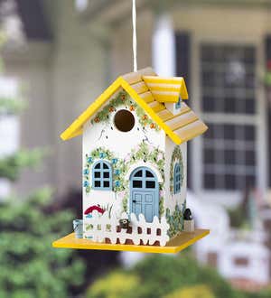 Colorful Cottage Hanging Birdhouse with Cord