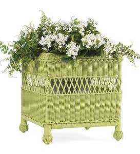 Sale! Easy Care Resin Wicker Square Planter - Lime